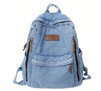 TEMU Mochila de Denim de Gran Capacidad para Mujer, Bolso Escolar Elegante, Estilo Harajuku, Bolso de Viaje para