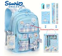 TEMU Mochila de Dibujos Animados de Sanrio Cinnamoroll, Mochila Kawaii para , Mochila de Viaje, Regalo para el Semestre con 1 Portatarjetas, 6 Insignias y Set de Papelería