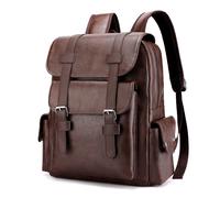 TEMU Mochila de Gran Capacidad para Hombres - Bolso de Negocios con Correas Ajustables, Mochila de Viaje y Estudiante, con Detalles Marrones, Diseño, Varios Compartimentos, Detalles Cosidos Elegantes