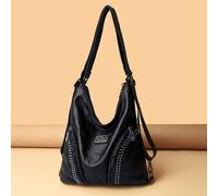 TEMU Mochila elegante y multibolsillos de color liso con tachuelas vintage, ideal para ir de compras o como mochila de diario. Se puede usar como bolso de o mochila.