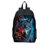 TEMU Mochila Juvenil con Estampado Digital de Cielo Estrellado y Lobo, Mochila Casual Unisex para Hombres y Mujeres