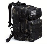 TEMU Mochila Molle Grande de 45L para Crossfit - Poliéster Resistente, Cierre de Cremallera, Exterior , Lavar a únicamente, Color Sólido, Ideal para Senderismo de 3 Días, Trekking, Emergencias