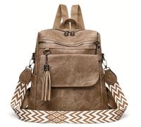 TEMU Mochila Vintage de Gran Capacidad para Mujer, Elegante Bolso de Versátil con Múltiples Cremalleras, Se Puede Utilizar como Mochila Cruzada o de Un Solo Multifuncional