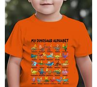 TEMU Moda para niños, camiseta de manga corta "MY DINOSAUR ALPHABET" con estampado de alfabeto y de dinosaurios, top casual para exteriores NY-DX5404