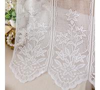TEMU Modernidad floral jacquard transparente corto valance, poliéster, bolsillo de varilla colgante, opacidad , para , dormitorio, , cocina, jardín, cabana, decoración de ventanas