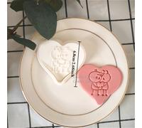 TEMU Molde de Galletas de DIY - Herramienta de Sello de Plástico con Molde en Relieve de Niños y Niñas Juntos para Hornear Valentín, para Decoración de Galletas