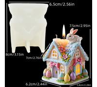 TEMU Molde de resina de silicona para vela con forma de de Pascua, con un descansando sobre una casa de . moldes de silicona de resina para flores, , huevos de Pascua y conejos.