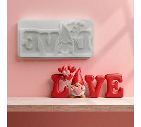 TEMU Molde de silicona de 1 pieza de adorable sosteniendo un de , molde de silicona para fondant de confesión de San Valentín rosa, herramienta de decoración de pasteles de confesión con estaca de