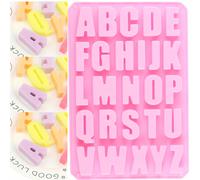 TEMU Molde de silicona para , con un diseño de alfabeto grande adecuado para chocolate y horneado. Tiene 26 cavidades desde A Z rectangular de forma, para fundir resina, hacer crayones, galletas.