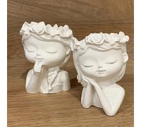 TEMU Molde de Silicona para un de Niña Pequeña, Adecuado para Resina DIY, Macetas de Hormigón, Yeso, Cemento, Arcilla, Portavelas y Decoraciones de Muebles