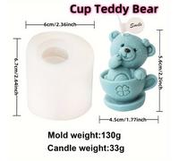 TEMU Molde de silicona para velas de osito de peluche y jabones con forma de oso, molde de oso para taza de café, jabón en una taza y molde de resina de elefante pequeño