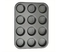 TEMU Molde para muffins y cupcakes antiadherente de 12 tazas, molde para hornear de acero al carbono para horno, bandeja para muffins de metal duradera, fácil de limpiar