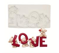 TEMU Moldes de silicona para resina epoxi, moldes de yeso y arcilla para decoración navideña, moldes de AMOR, modelos para hacer relieves de arcilla de resina para decoración del hogar