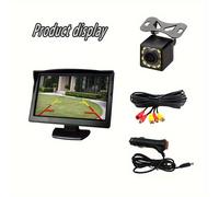 TEMU Monitor de cámara de respaldo universal en , video 480p, alimentación de 12V, entrada de video dual V1/V2, con visión nocturna, para sedanes, furgonetas, SUV y camiones , no requiere batería