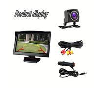 TEMU Monitor de cámara de respaldo universal en , video 480p, alimentación de 12V, entrada de video dual V1/V2, con visión nocturna, para sedanes, furgonetas, SUV y camiones , no requiere batería