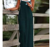 TEMU Mono Casual de Pierna Ancha con Cinturón, Tirantes y Bolsillos para Mujer - Tejido No Elástico Lavable a Máquina en Color Sólido para Looks de /Verano
