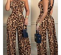 TEMU Mono de Estampado Leopardo para Mujer - Casual y Chic sin con Tirantes , Lavable a Máquina, Versátil para Todas las Temporadas: Fiestas, Cenas y Salidas , Ropa de Fiesta, Tela