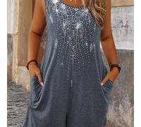 TEMU Mono de moda para mujer con estampado de , cuello , bolsillos, pantalones cortos casuales, chaleco sin , ropa de mujer