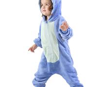 TEMU Mono de Peluche Disney Stitch - Pijama con Capucha 100% Poliéster, Disfraz de Personaje Animado Holgado & Para Edades 3+, Traje para Fiesta de Halloween y Regalo Familiar