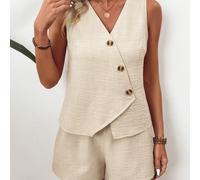 TEMU Mono Elegante de Mujer sin con Botones - Lila , Diseño de Pierna Ancha, Ideal para y Verano, Estilo Casual a Formal, Ropa Casual|Mono sin |Mono con Detalles de Botones