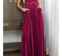 TEMU Mono Elegante de Talla Grande para Mujer en Color - Traje Formal y Casual con Tirantes , Lavable a Máquina, Ropa Fácil de Poner para Fiestas, Oficina o Uso Diario, Material No Transparente