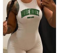 TEMU Mono Elegante para Mujer con Estampado "MÁS DINERO MÁS PROBLEMAS" - Ajuste Ceñido sin , Lavable a Máquina, Cuello No Transparente, Uso Casual y Formal Todo el Año, Moda de Temporada, , Tela Opaca