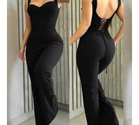 TEMU Mono Elegante sin con Diseño de Espalda y Piernas Acampanadas - Lavable a Máquina, Ideal para el Trabajo o Salidas Casuales, Profesional | Tela No Transparente