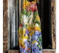TEMU Mono Sin de Talla Grande para Mujer con Estampado Floral - Silueta H-Line Elástica y Ajustada, Estampado Lavable a Máquina, Moda Casual para Verano Otoño, Espalda, Tejido No Transparente