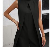 TEMU Mono sin para Mujer - Diseño Elegante de Dos Piezas con Cremallera Trasera, Cuello y Tejido No Elástico para /Verano, Vestuario Casual a Formal, Mono Ajustado con Sobrepieza, Veraniego