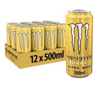 TEMU MONSTER Ultra Gold - Bebida energética con cafeína con sabor afrutado a piña - Pack 12 latas 500ml