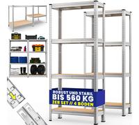 TEMU MONZANA® Estantería 2x 170x75x30cm 560kg 4 Estantes de MDF Almacenamiento Rack Sótano Tablero Perforado