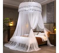 TEMU Mosquitera redonda con para techo, mosquitero de malla cifrada , cortinas plegables para cama de 180 cm x 220 cm, a , de poliéster tejido sin soporte