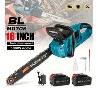 TEMU Motosierra Eléctrica Inalámbrica de 3500W sin Escobillas de 16 Pulgadas para y Carpintería, Cortadora Manual con Batería Makita 18V