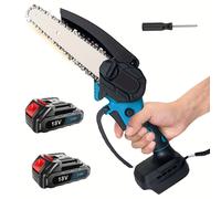 TEMU Motosierra eléctrica inalámbrica mini de 6 pulgadas, sierra de una para podar madera, sierra de jardín portátil para jardín, , madera, con 2 baterías de 3.0A