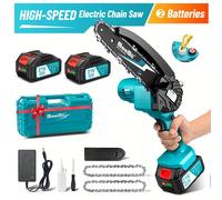 TEMU Motosierra Mini de 6 pulgadas Seesii | Motosierra eléctrica inalámbrica de 2×4000mAh, con lubricador automático para recorte y de madera