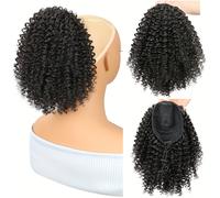 TEMU Mtmei Hair Coleta Corta Afro Kinky de 10" con Cordón - Extensión de Sintético Voluminoso Clip-In, Fibra de , Estilo Fácil para Todas las Mujeres, Extensiones de para Coleta