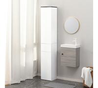 TEMU Mueble de baño kleankin Mobile Ahorrador de con Estante Ajustable, 2 Estantes Cerrados y un Cajón, Mueble de Baño en Madera de y MDF, 30x28x180cm,