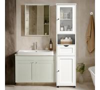 TEMU Muebles de baño con un gabinete con un compartimento abierto, diseño delgado, patas y estantes ajustable para una utilización eficiente del , unidades de cajones de almacenamiento