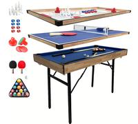 TEMU multiusos 1 6 en 1 | Mesa de billar plegable, billar, hockey, tenis de mesa, bowling, juego de con todas las adiciones, material de madera, color