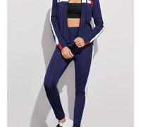 TEMU MY-S2058 Conjunto de chaqueta y pantalones con capucha para mujer - Azul con rayas , larga, poliéster, moda /otoño, ropa casual | | Tela de poliéster