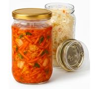 TEMU myFERMENTS | Set de Tarros de Cristal de 2L con Ancha y Esterilizable | Cubierta Antiflotación | Kit para Fermentar Verduras, Kimchi, Chucrut o Conservas Caseras