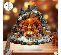 TEMU Navideña Estilo Bohemio en Acrílico 2D, Decoración de Escritorio Religiosa para Navidad, Adorno de Mesa Multiusos Adecuado para Regalos de Navidad y Año , Texto en Inglés
