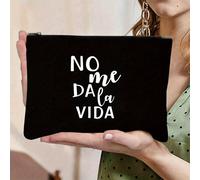 TEMU Neceser con estampado en español, 1 pieza - Organizador de maquillaje con bolsillo con cremallera, estuche de cosméticos portátil adecuado para mujeres y niñas, accesorio de viaje, en español