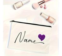 TEMU Neceser personalizado con en diseño de dorado rosa, set de maletín de viaje para cosméticos, regalo para maestras y novias.