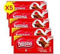 TEMU Nestlé Chocolate con Leche Extrafino - Pack 5x125g | SIN Gluten | Sabor Clásico de la Infancia | Tabletas de Chocolate Premium Nestle