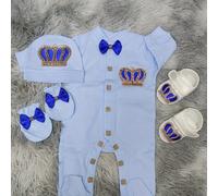 TEMU Nobles , un conjunto de 4 piezas para bebé, color azul, como regalo para recién nacidos, un mono, un sombrero y guantes, para exteriores