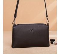 TEMU Nueva bolsa cruzada versátil para mujer, de piel de vaca de primera capa, con un elegante color negro, cierre con cremallera, forro de poliéster y correa de desmontable.