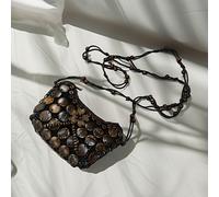 TEMU Nueva Bolso Bohemio Único para Mujer, Bolso Cruzado Étnico, Billetera Casual Vintage a Tejida con Concha de Coco