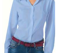 TEMU Nueva camisa profesional de manga corta para mujer, ideal para y otoño, diseñada para ser atractiva en entrevistas y en el trabajo.