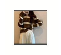 TEMU Nueva camiseta de moda para mujer, diseño moderno y con cuello polo y estampado a rayas retro, ideal para otoño y invierno 2023